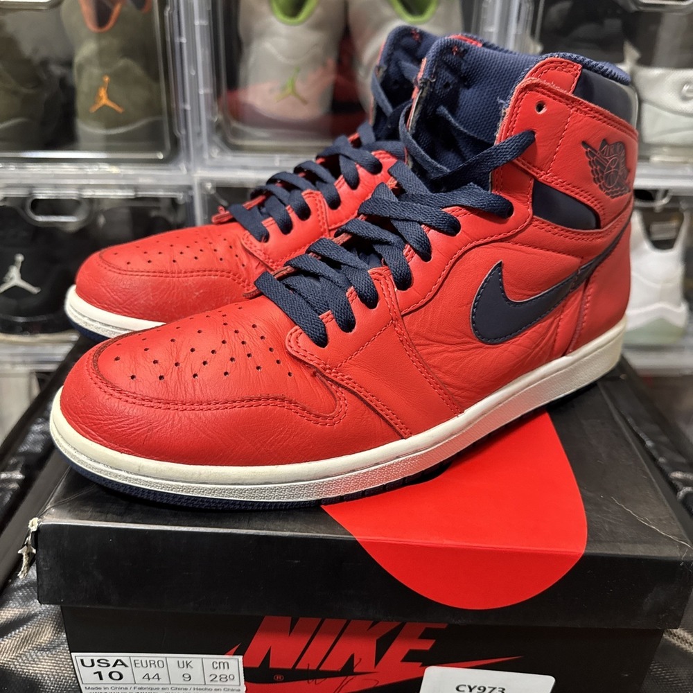 Air Jordan Retro High OG David Letterman Red & Navy 555088-606 Size 10 see pics